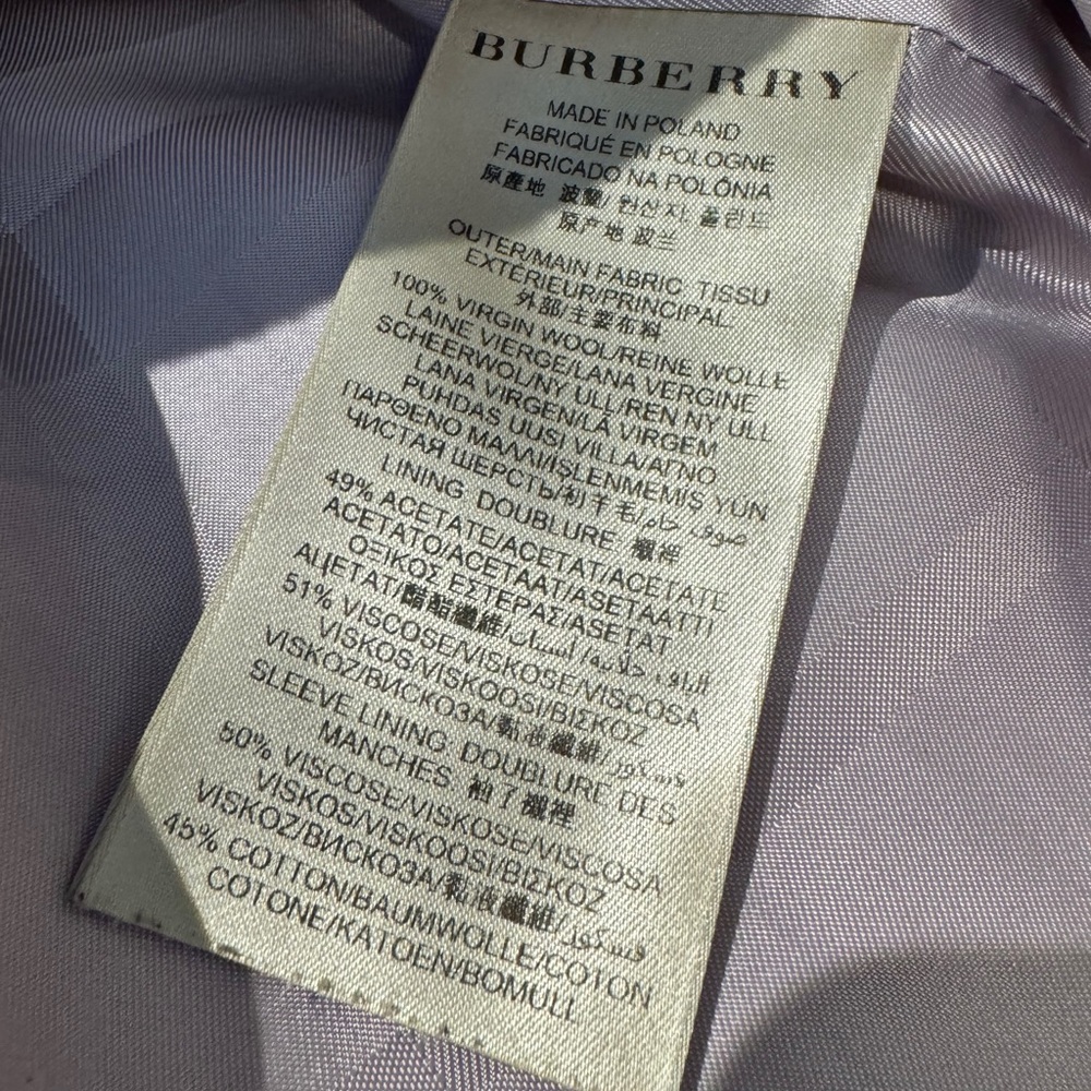 Burberry Wool Wrap Coat in Pale Orchid - Picture 15 of 16